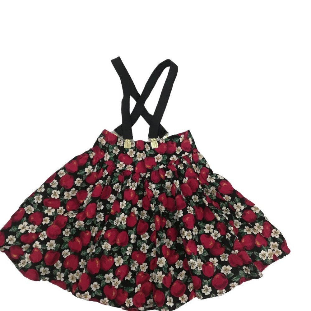 Vintage Ruffle Prairie Overall Suspender Skirt Size 6X Apple Flower 90s 80s